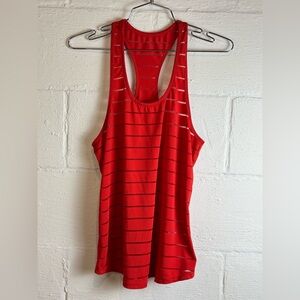 Zyia Active Woman’s Red Preppy Workout Running Striped Comfy Tank Top Size Small